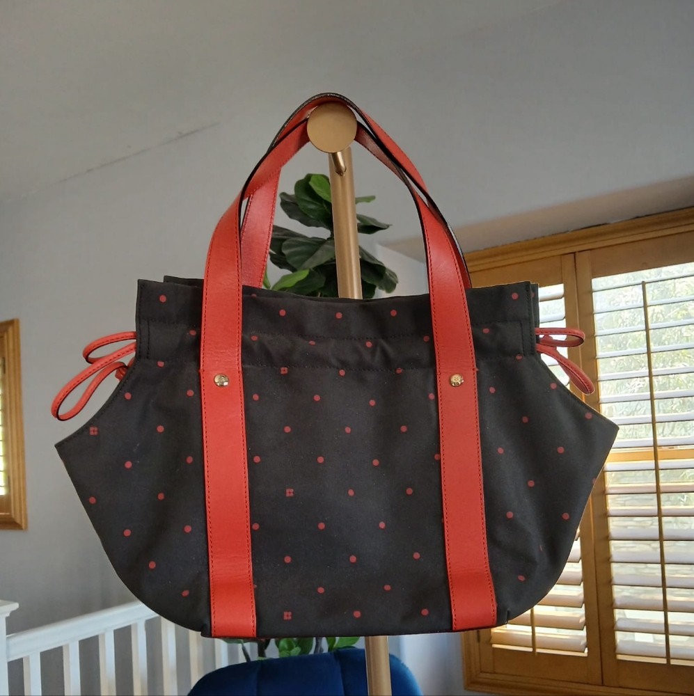 Kate Spade Vintage Black & Red Polka Dot Doubke Handle Shoulder Bag